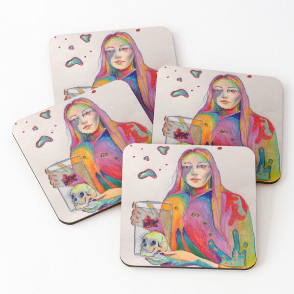 Item preview, Colorful Girl Holding Skull and Betta Fish designed and sold by Corryn9.