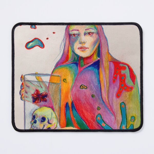 Item preview, Colorful Girl Holding Skull and Betta Fish designed and sold by Corryn9.