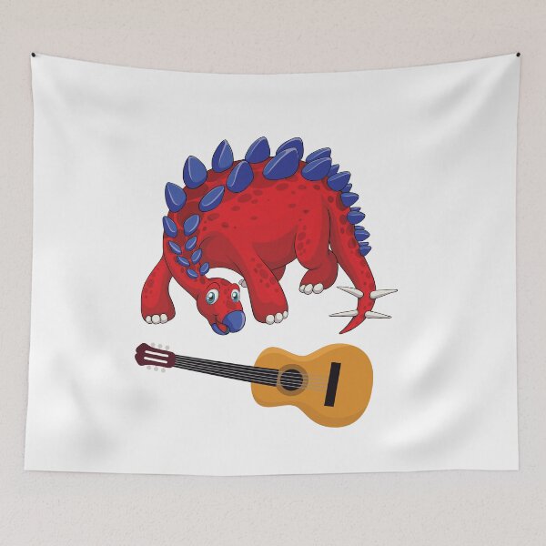 Item preview, Dinosaur Playing Guitar ,Funny Good Dinosaur Guitar Lovers Cool Red Blue Design designed and sold by pedrored369.