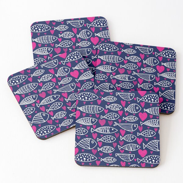 Item preview, Cute Fish And Hearts Pattern On Blue designed and sold by Wilkinson39.