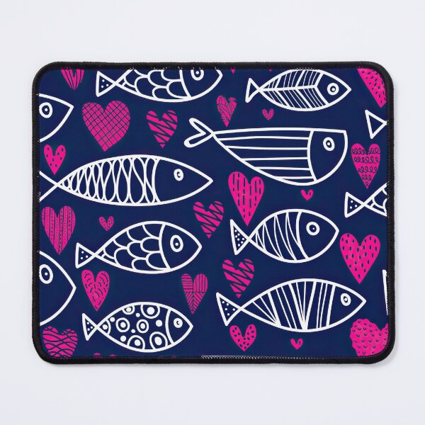 Item preview, Cute Fish And Hearts Pattern On Blue designed and sold by Wilkinson39.