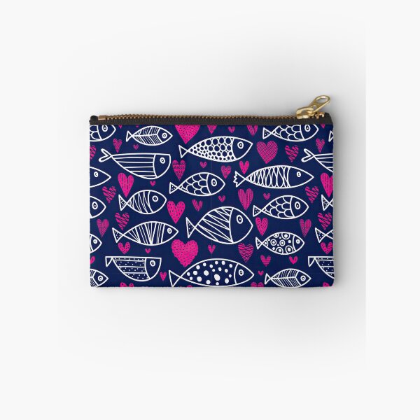 Item preview, Cute Fish And Hearts Pattern On Blue designed and sold by Wilkinson39.