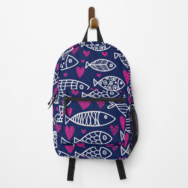 Item preview, Cute Fish And Hearts Pattern On Blue designed and sold by Wilkinson39.