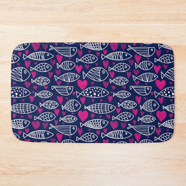 Item preview, Cute Fish And Hearts Pattern On Blue designed and sold by Wilkinson39.