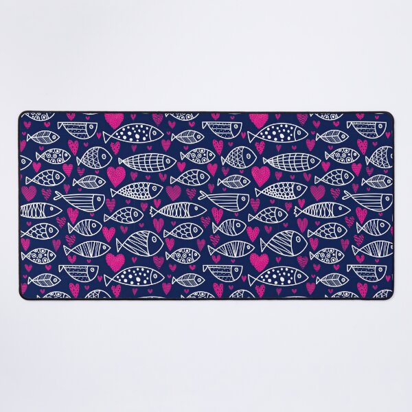 Item preview, Cute Fish And Hearts Pattern On Blue designed and sold by Wilkinson39.