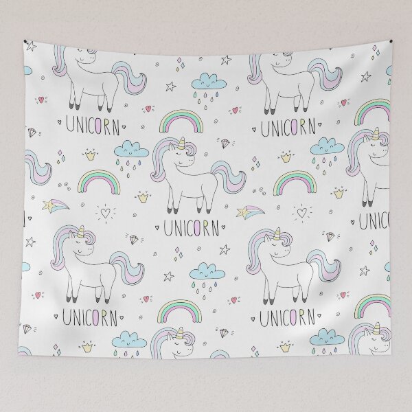 Item preview, Cute hand drawn unicorn vector pattern designed and sold by Wilkinson39.