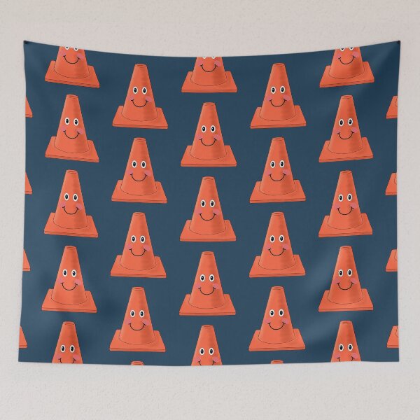 Item preview, Cute smiling orange traffic cone designed and sold by StephJChild.