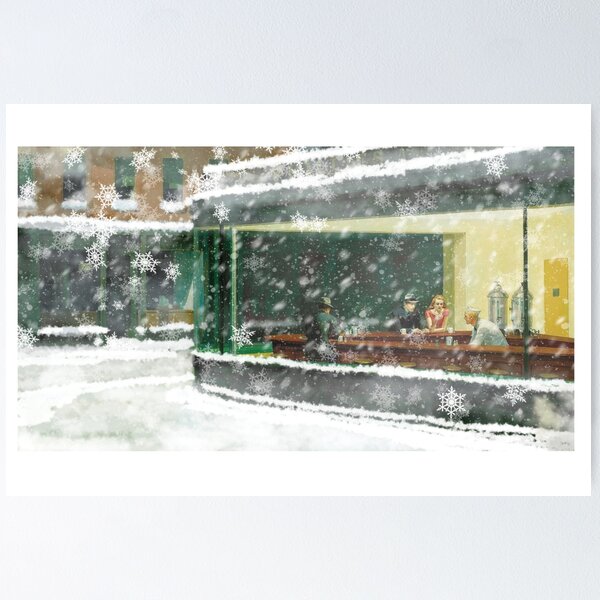 Vista previa del artículo con la obra «Nighthawks de Navidad», diseñado y vendido por SixPixeldesign.