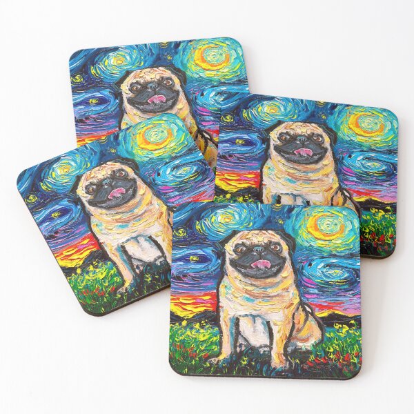 Item preview, Pug Dog - Night Oil Art Painting designed and sold by MatildaWatson.
