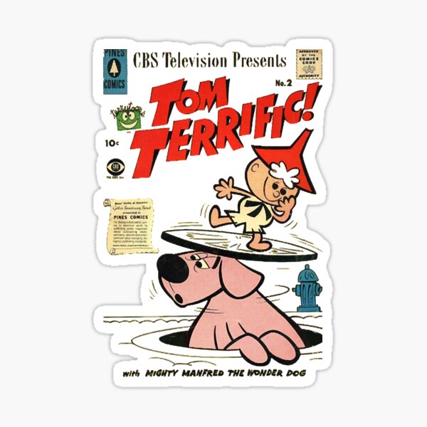 Pegatina «Tom Terrific con Mighty Manfred el Perro Maravilla» de UHraC9P |  Redbubble