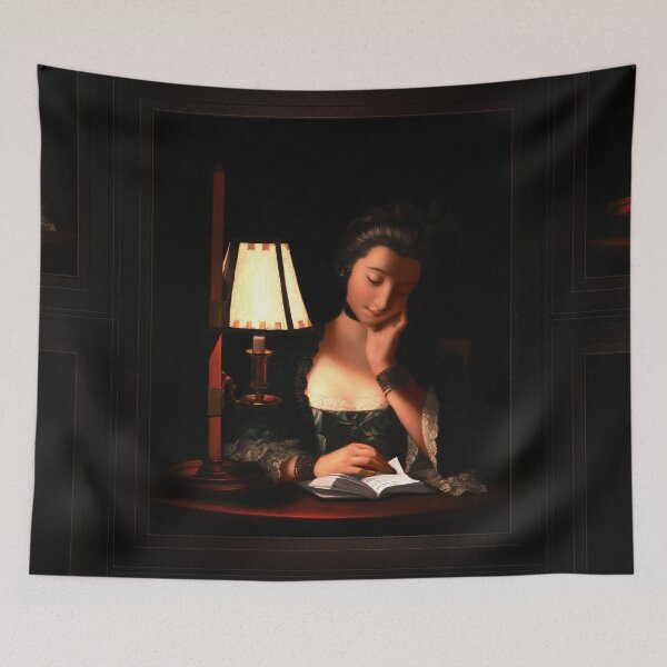 Item preview, Woman Reading By A Paper Bell Shade by Henry Robert Morland Classical Fine Art Old Masters Reproduction designed and sold by Xzendor7 Digital Art Creations.