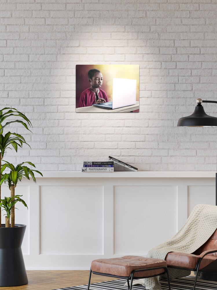 Thumbnail 1 of 4, Metal Print, Boy @ PC designed and sold by wayneflint.