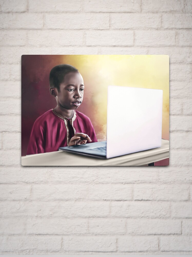 Thumbnail 2 of 4, Metal Print, Boy @ PC designed and sold by wayneflint.