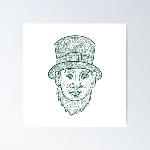 Item preview, Leprechaun Head Front Mandala designed and sold by patrimonio.