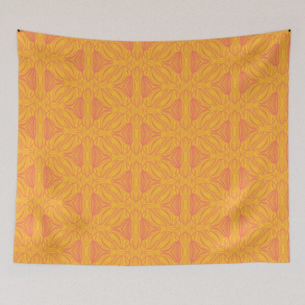 Item preview, Vibrant Abstract psychedelic leaves and petals in orange and gold designed and sold by Mary Egan.