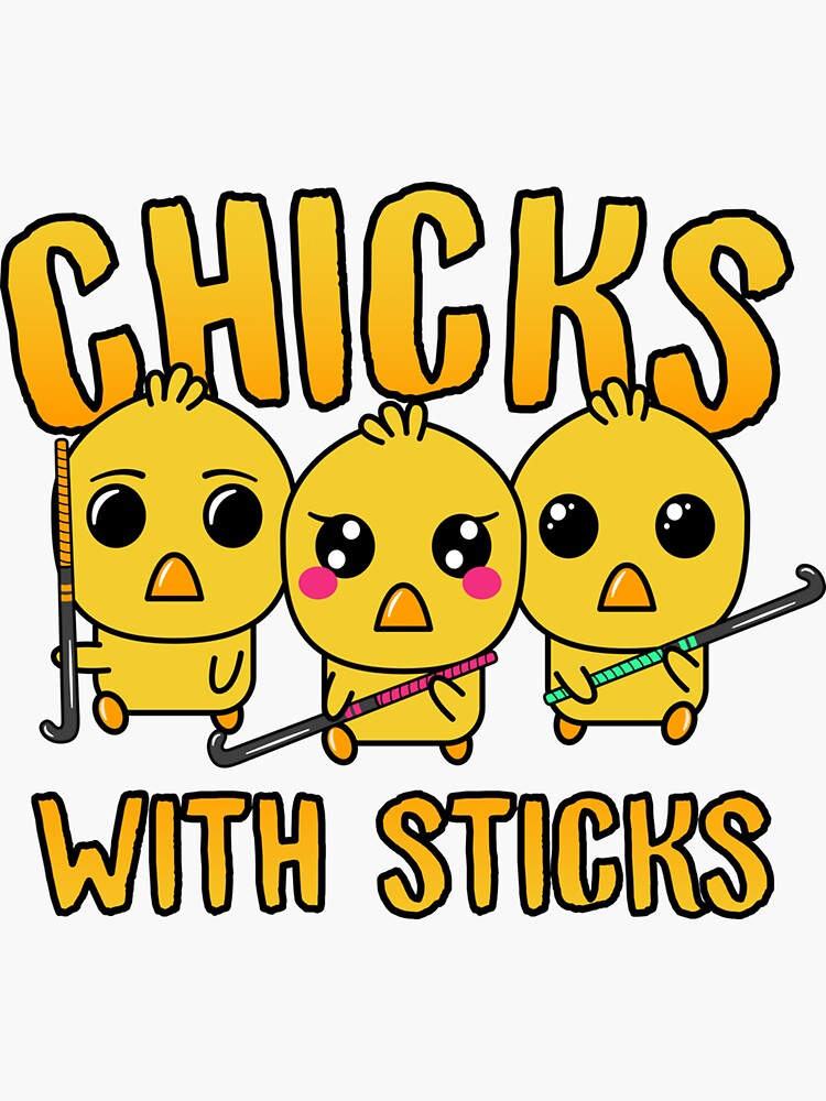 "Chicks With Sticks Girls Field Hockey Sticker" Sticker for Sale by
