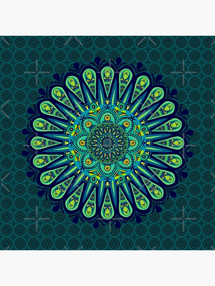 Green Peacock Mandala tapestry