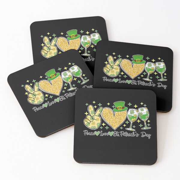 Item preview, Womens Peace Love St Patrick's Day Cheer Drinking Glitter Shamrock  designed and sold by CarlFio.