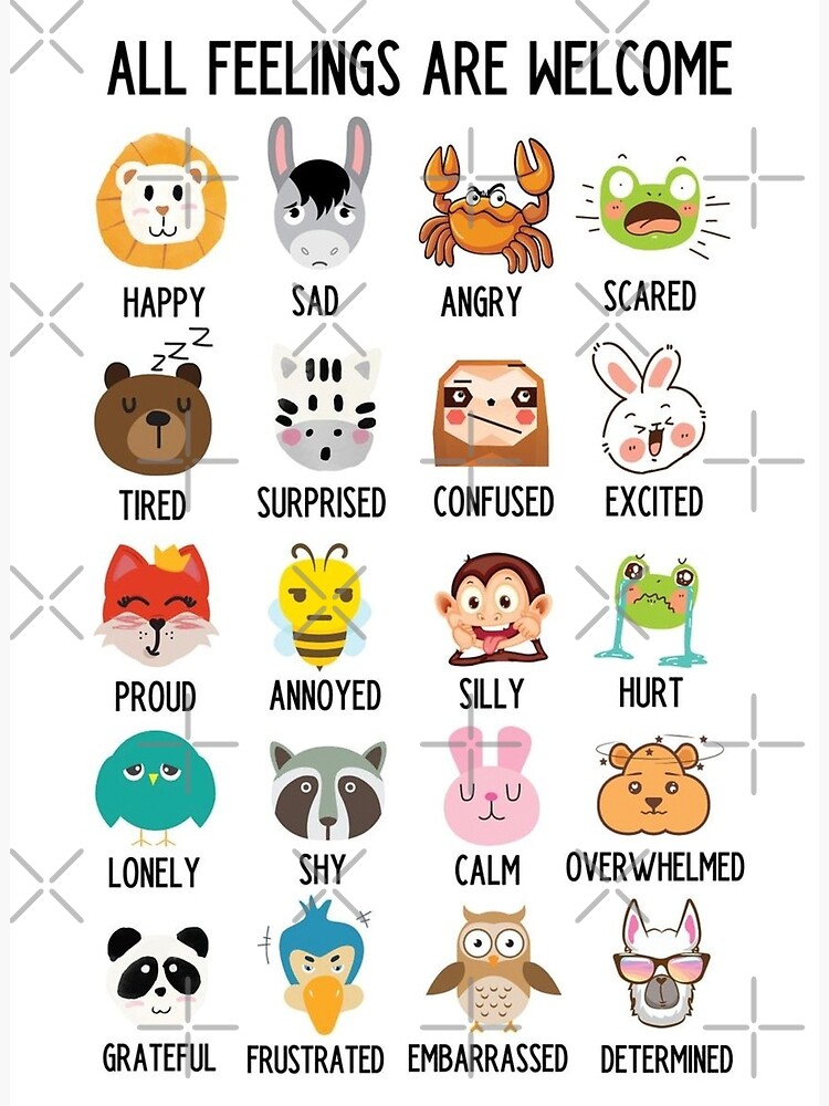 Disover Mood Meter - All Feelings Are Welcome Animals Premium Matte Vertical Poster