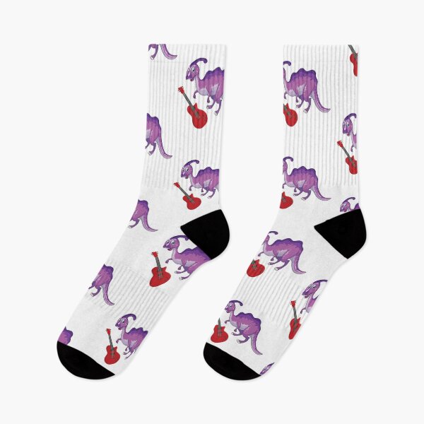 Item preview, Dinosaur Playing Electric Guitar ,Funny Good Purple Dinosaur Electric Guitar Lovers Art designed and sold by pedrored369.
