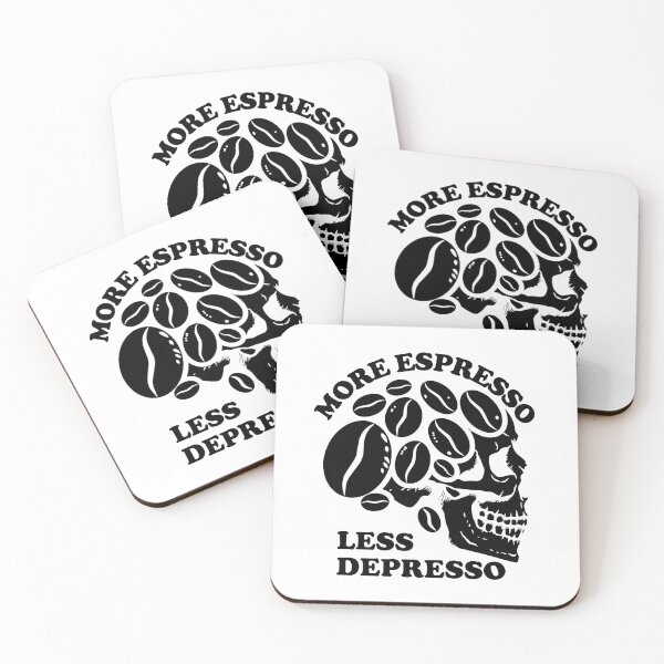 Item preview, More Espresso Less Depresso, Skull Coffee Beans, Black designed and sold by anghelapparel.
