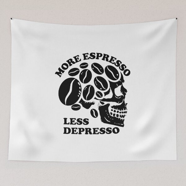 Item preview, More Espresso Less Depresso, Skull Coffee Beans, Black designed and sold by anghelapparel.