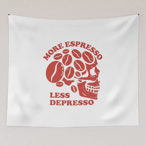 Item preview, More Espresso Less Depresso, Skull Coffee Beans, Red designed and sold by anghelapparel.