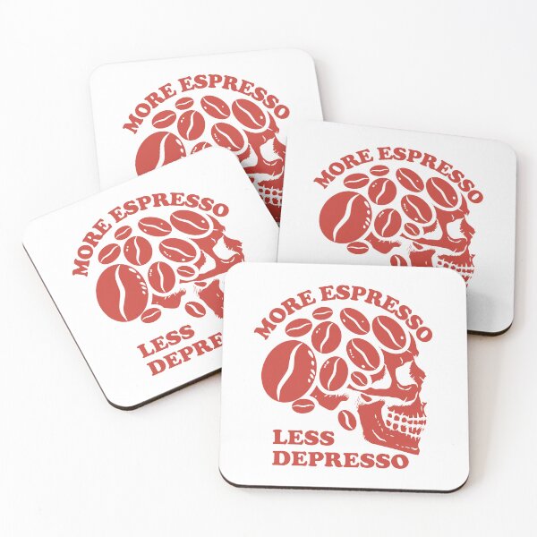Item preview, More Espresso Less Depresso, Skull Coffee Beans, Red designed and sold by anghelapparel.