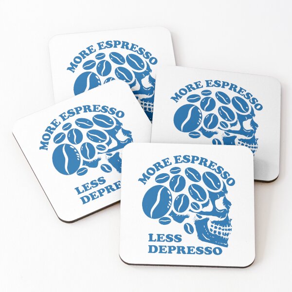 Item preview, More Espresso Less Depresso, Skull Coffee Beans, Blue designed and sold by anghelapparel.