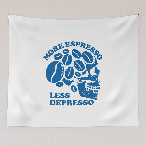 Item preview, More Espresso Less Depresso, Skull Coffee Beans, Blue designed and sold by anghelapparel.