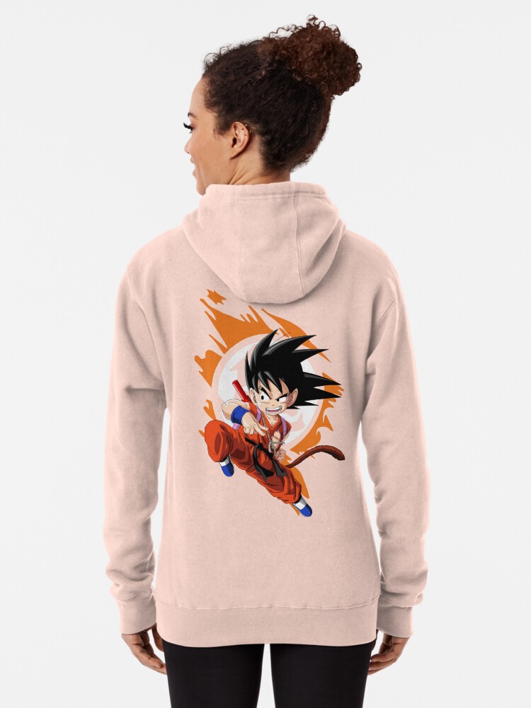 Kid Goku Jump Kick Dragon Ball Z Logo Pullover Hoodie for Sale by Nodali Redbubble