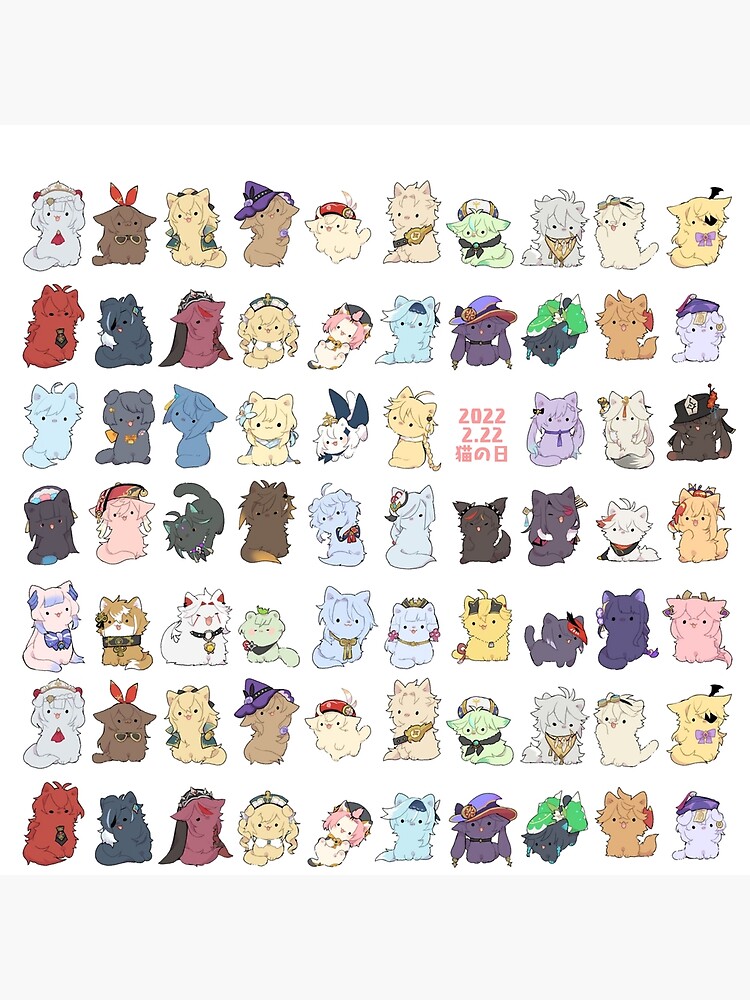 Genshin Impact All Characters In Chibi Cats Artwork Photographic Print For Sale By 4479