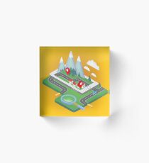 Mobile Navigation Isometric Concept with Smart Phone Acrylic Block