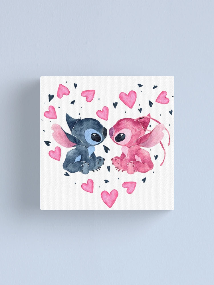 Lilo And Stitch In Love With Hearts Canvas Print for Sale by