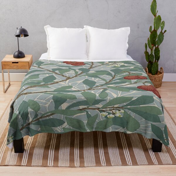 Item preview,  William Morris Green And Red Arbutus  Pattern-Vintage Botanical Leaves  -Victorian Wallpaper, designed and sold by Tamas Das.