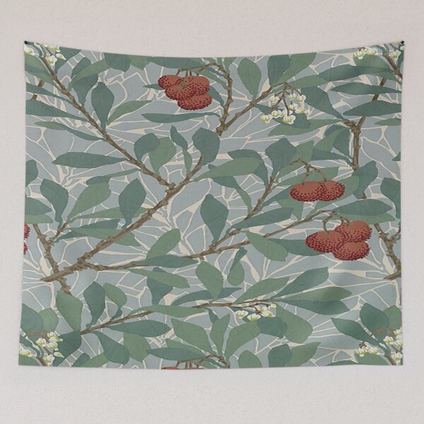 Item preview,  William Morris Green And Red Arbutus  Pattern-Vintage Botanical Leaves  -Victorian Wallpaper, designed and sold by Tamas Das.