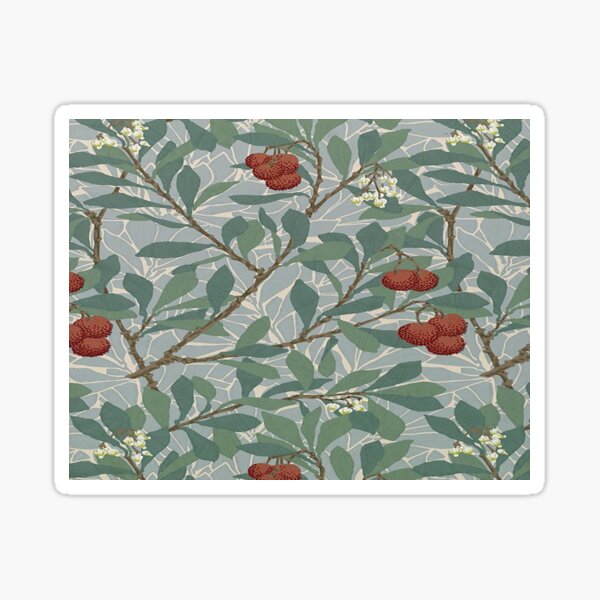 Item preview,  William Morris Green And Red Arbutus  Pattern-Vintage Botanical Leaves  -Victorian Wallpaper, designed and sold by Tamas Das.