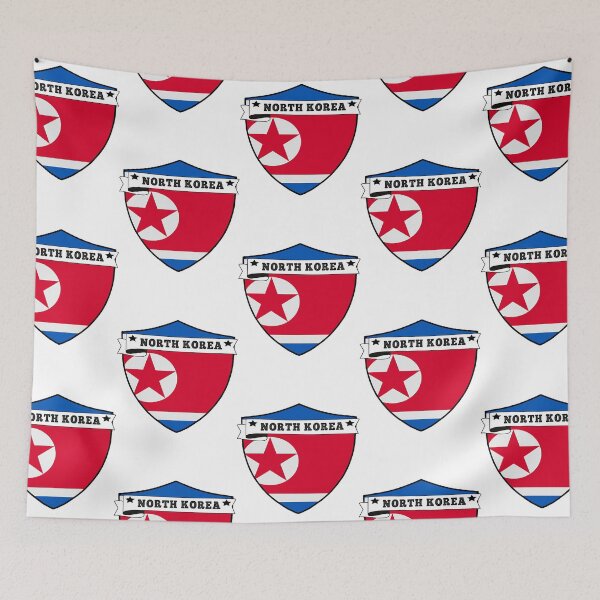 Item preview, NORTH KOREA COUNTRY SHIELD, MINIMALIST NORTH KOREA FLAG, I LOVE NORTH KOREA , BORN IN NORTH KOREA ,  designed and sold by edestiney.