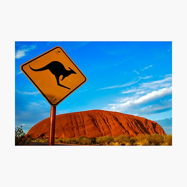 Uluru and a Kangaroo Photographic Print