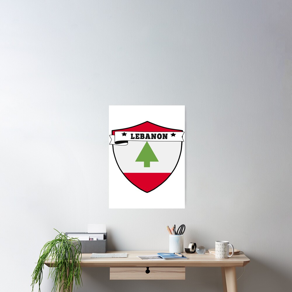Póster «ESCUDO DEL PAÍS DEL LÍBANO, BANDERA DEL LÍBANO MINIMALISTA, AMO