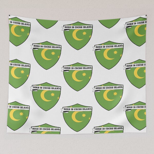 Item preview, BORN IN COCOS ISLAND , COCOS ISLAND COUNTRY SHIELD, MINIMALIST COCOS ISLAND FLAG, I LOVE COCOS ISLAN designed and sold by edestiney.
