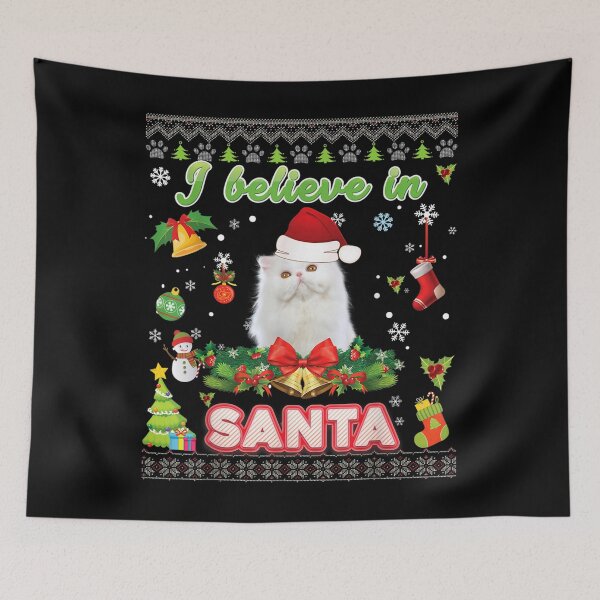 Item preview, I Believe In Santa Persian Cat Christmas Claws Sweater Ugly  designed and sold by 77tara.