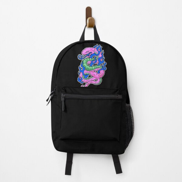 Item preview, Bubblegum pink snake with blue flames, 90s tattoo style designed and sold by weilertsen.