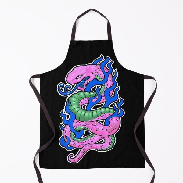 Item preview, Bubblegum pink snake with blue flames, 90s tattoo style designed and sold by weilertsen.