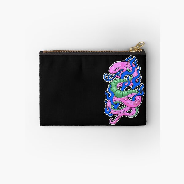 Item preview, Bubblegum pink snake with blue flames, 90s tattoo style designed and sold by weilertsen.