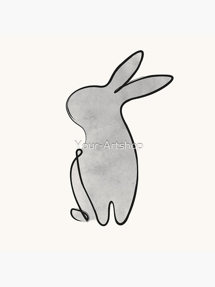 Minimal Black Bunny Rabbit Drawing Simple Nature A Trivet | Zazzle