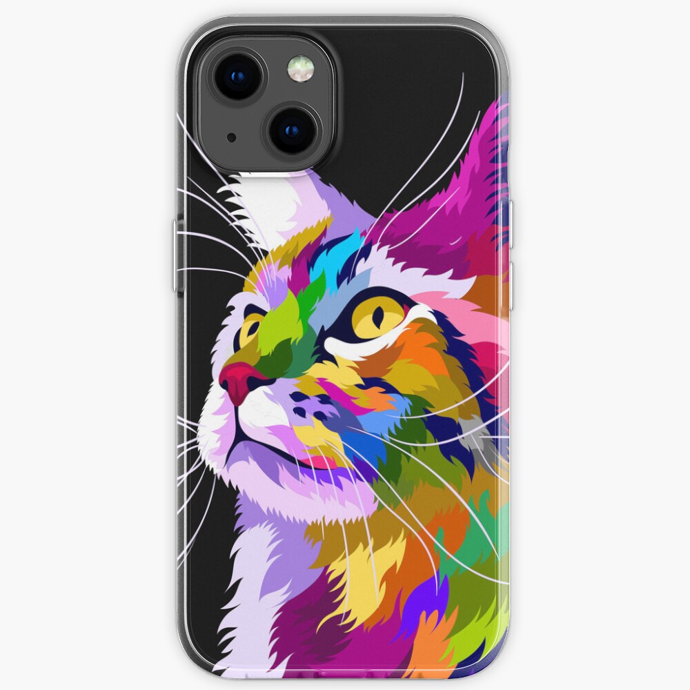 Colorful Cat with Pop Art Style iPhone Case