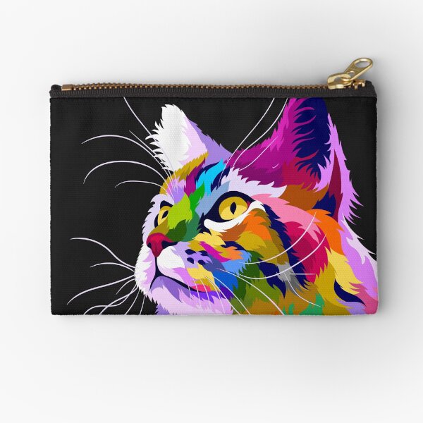 Colorful Cat with Pop Art Style Zipper Pouch