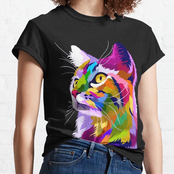 Chat coloré avec un style Pop Art T-shirt classique