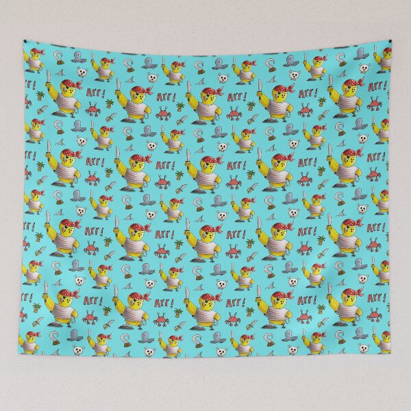 Item preview, Arr! Cute Pirate Budgie Parakeet Pattern designed and sold by HalloMolly.